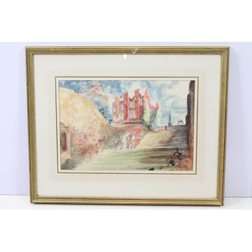 597 - Barrie St Clair McBride (1838 - 1922), The Old School Harrow from Five Court Steps, pen, ink and wat... 