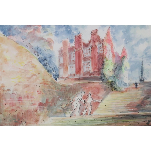 597 - Barrie St Clair McBride (1838 - 1922), The Old School Harrow from Five Court Steps, pen, ink and wat... 