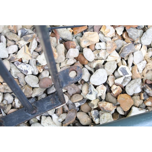 617 - Two wrought iron metal gates, with two gate posts, the larger 170cm high x 115cm wide (including hin... 