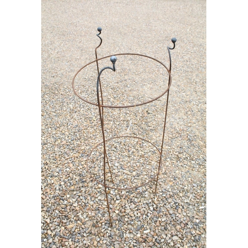 625 - Wrought Iron Circular Garden Plant Support, 40cm diameter x 104cm high