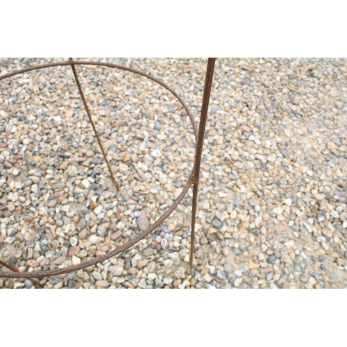 625 - Wrought Iron Circular Garden Plant Support, 40cm diameter x 104cm high