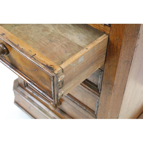 645 - 19th century cherry wood chest of six short drawers with canted corners, 77cm high x 45cm wide x 37c... 