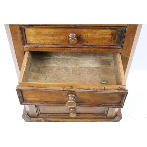 645 - 19th century cherry wood chest of six short drawers with canted corners, 77cm high x 45cm wide x 37c... 