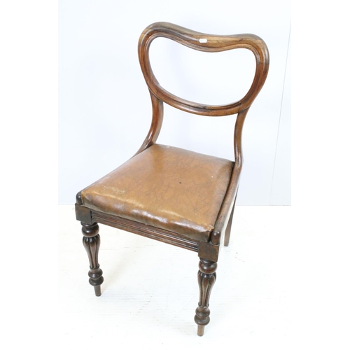 648 - Pair of 19th century mahogany chairs with arms, the backs with turned spindles and reeded arms, each... 