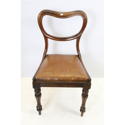 648 - Pair of 19th century mahogany chairs with arms, the backs with turned spindles and reeded arms, each... 