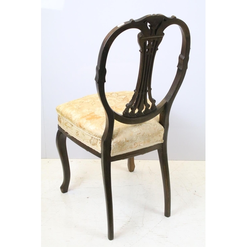 651 - Set of six Victorian mahogany chairs, comprising: one chair with upholstered back and open arms, 95c... 