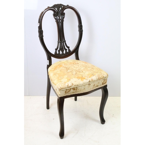 651 - Set of six Victorian mahogany chairs, comprising: one chair with upholstered back and open arms, 95c... 