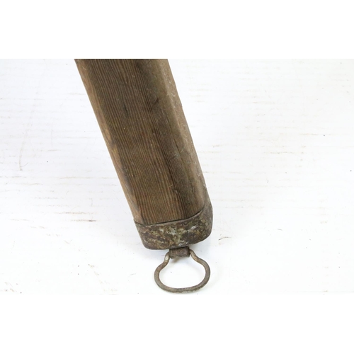 661 - Early 20th century suede pommel horse, with adjustable legs, 87cm high x 75cm wide x 68cm deep