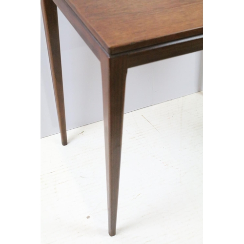670 - 20th century teak wood occasional table on slender tapering legs, 56cm high x 61cm wide x 38cm deep