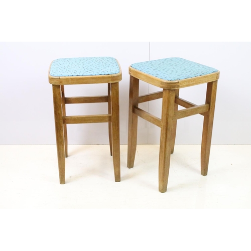 674 - Pair of vintage beech wood kitchen stools, 52cm high