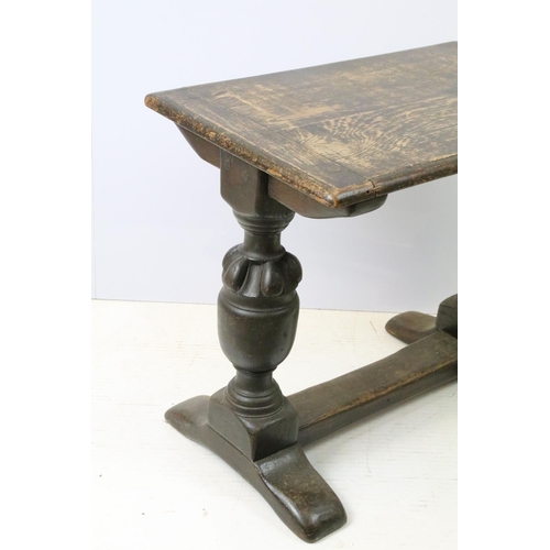 690 - Oak occasional table on substantial turned legs, 59cm high x 70cm wide x 46cm deep