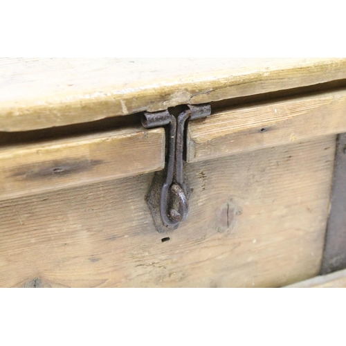 691 - Late 19th / early 20th century Pine Butter or Dairy Box with iron fittings and carrying handles, 41c... 