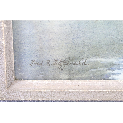 601 - Fred R Fitzgerald, The Narrows Naero Fiord ( Nærøyfjord ), watercolour, signed lower left, titled in... 