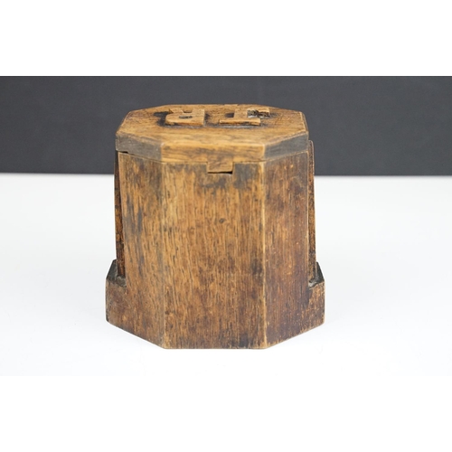 107 - Early-to-mid 20th C tobacco jar with 'JR' initials to lid and Art Deco geometric detail, approx 11cm... 