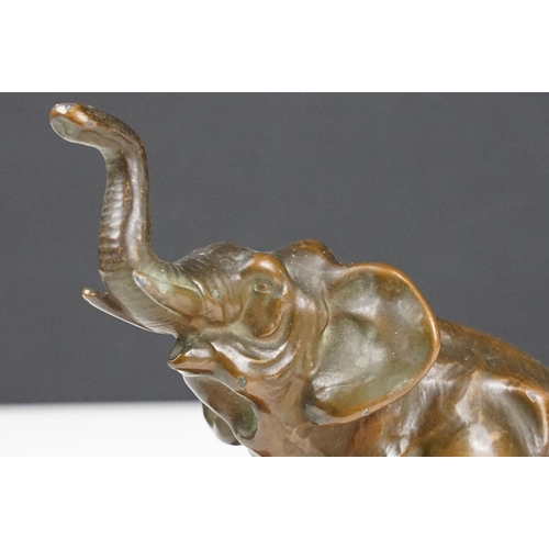 118 - Bronze model of an Elephant on a stepped plinth base, stamped Nuari ?, N.Y.C., Made in USA, approx 1... 