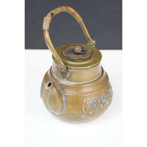 119 - Chinese Bronze and Enamel Teapot, approx 18cm high