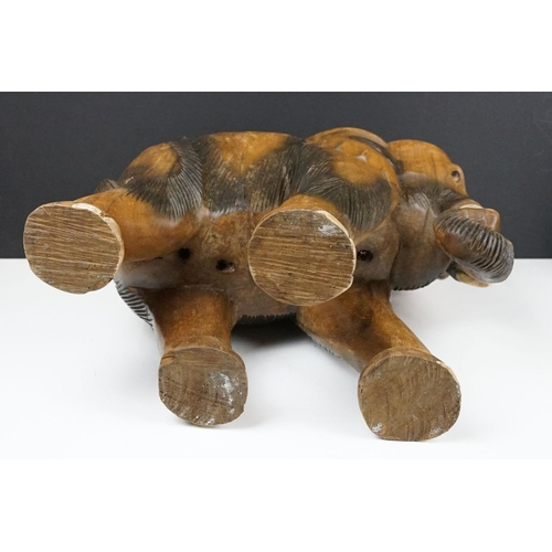 120 - Carved teak model of an elephant, approx 41cm high