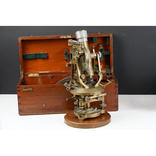 156 - A.G. Thornton brass theodolite, the circular section marked ' A. G. Thornton Ltd, Manchester, No. 12... 