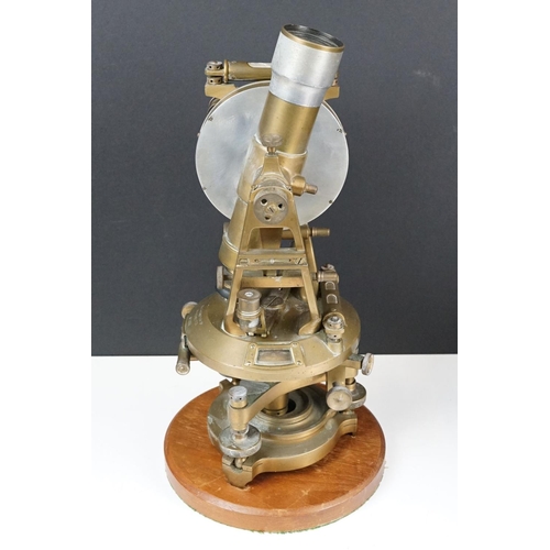 156 - A.G. Thornton brass theodolite, the circular section marked ' A. G. Thornton Ltd, Manchester, No. 12... 