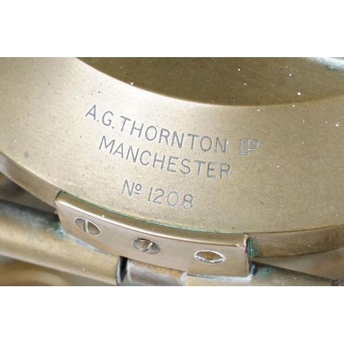 156 - A.G. Thornton brass theodolite, the circular section marked ' A. G. Thornton Ltd, Manchester, No. 12... 