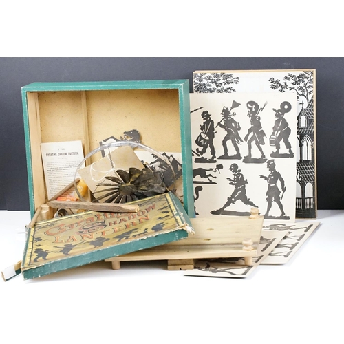 160 - 19th Century Victorian Gyrating Shadow Lantern in original box. The box containing screen, cut out f... 