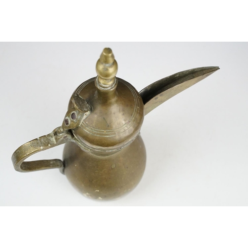 162 - Large Turkish / Islamic Brass Dallah Coffee Pot, signed to sides, 38cm high