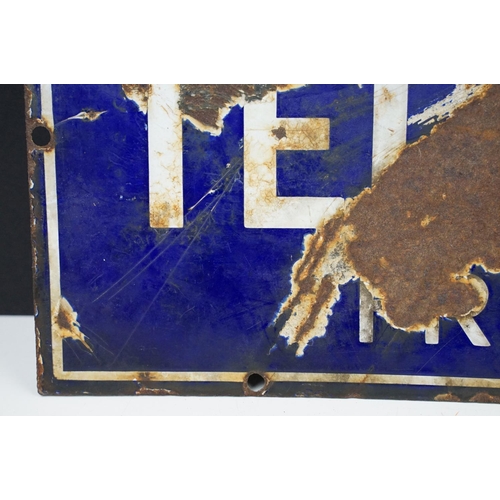 164 - Early 20th Century enamel sign having a blue ground with white lettering reading ' You May Telephone... 