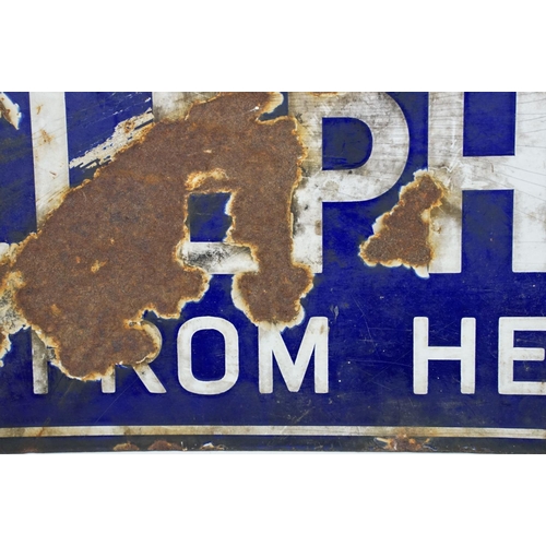 164 - Early 20th Century enamel sign having a blue ground with white lettering reading ' You May Telephone... 