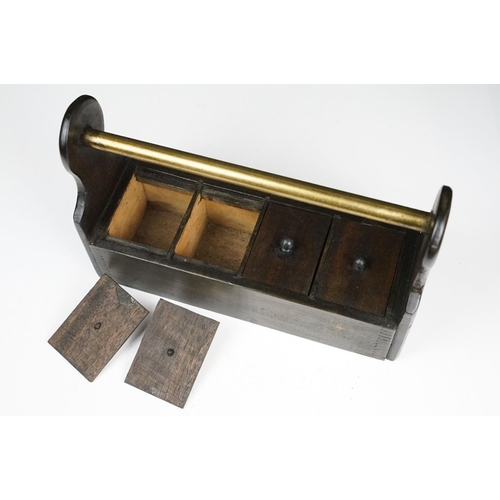 166 - Four section herb and spice box, 21cm high x 31cm wide x 10cm deep