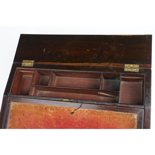 167 - 19th Century Victorian rosewood writing slope being inlaid with mother of pearl to the borders, open... 