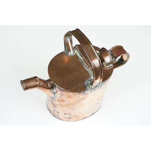 180 - Antique copper housekeepers watering can, 23cm high