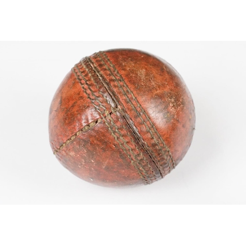 271 - Two Old 4 piece Red Leather Cricket Balls, largest 9cm diameter