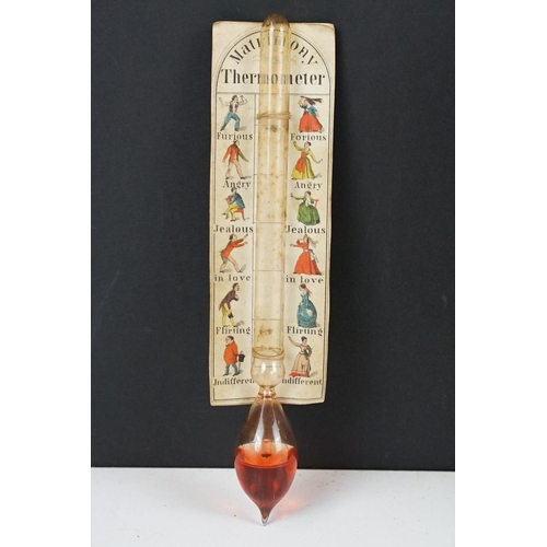 282 - 19th Century 'Matrimony Thermometer' on a coloured card depicting various personality types to inclu... 