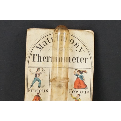 282 - 19th Century 'Matrimony Thermometer' on a coloured card depicting various personality types to inclu... 