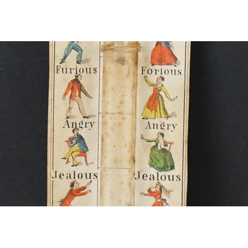 282 - 19th Century 'Matrimony Thermometer' on a coloured card depicting various personality types to inclu... 