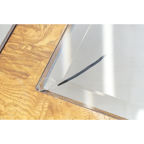 655 - Walnut coffee table, in the Oriental style, with five bevelled glass panels, 44cm high x 96.5cm wide... 