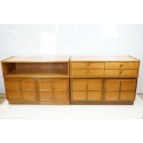 660 - Nathan Furniture teak side units, one comprising an arrangement of four drawers above two panelled d... 