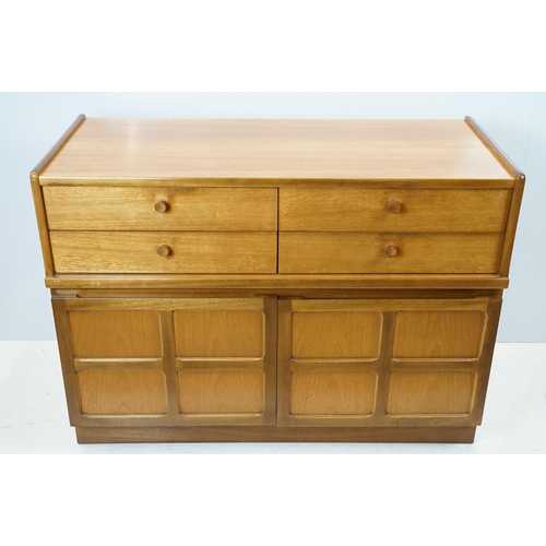 660 - Nathan Furniture teak side units, one comprising an arrangement of four drawers above two panelled d... 