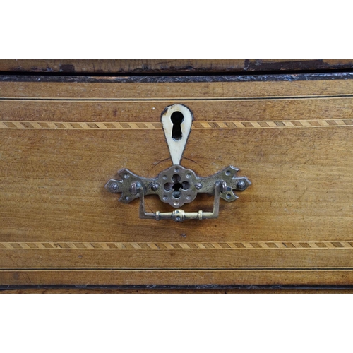 667 - Edwardian mahogany inlaid bowfront chest of 2 short and three long drawers, 107cm high x 108cm wide ... 