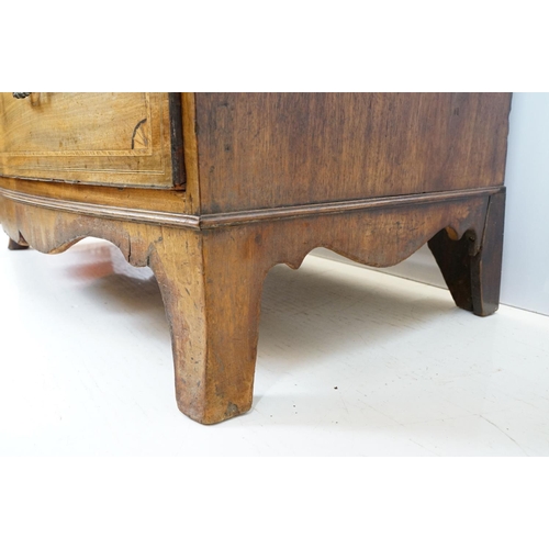 667 - Edwardian mahogany inlaid bowfront chest of 2 short and three long drawers, 107cm high x 108cm wide ... 