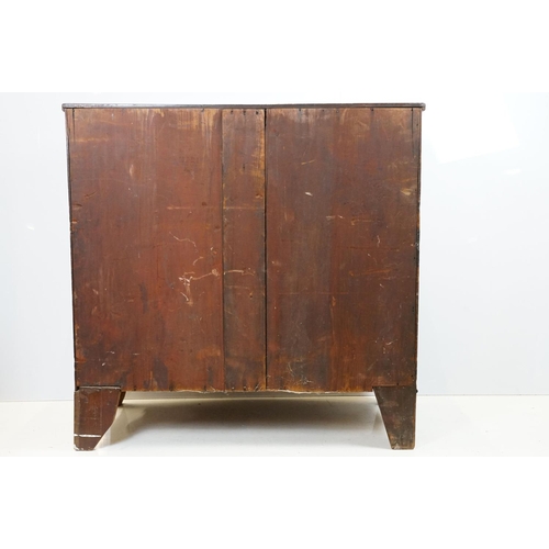 667 - Edwardian mahogany inlaid bowfront chest of 2 short and three long drawers, 107cm high x 108cm wide ... 