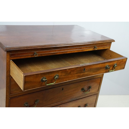 673 - 20th century mahogany chest of four long drawers with brushing slide, on bracket feet, 78cm high x 8... 