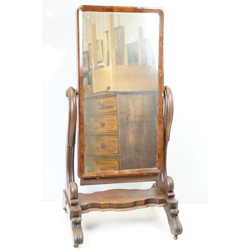 682 - Victorian mahogany swing frame mirror of substantial proportions, 153cm high x 77cm wide x 63cm deep