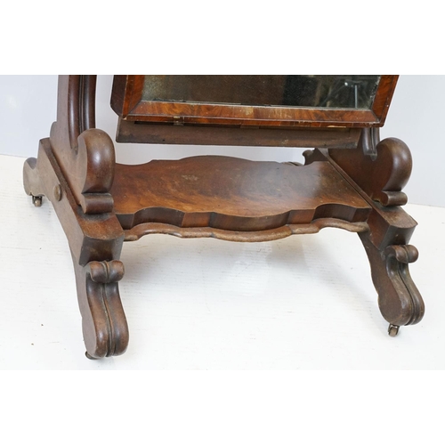 682 - Victorian mahogany swing frame mirror of substantial proportions, 153cm high x 77cm wide x 63cm deep