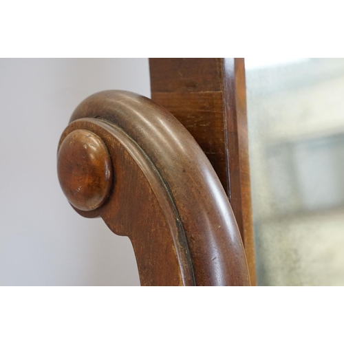 682 - Victorian mahogany swing frame mirror of substantial proportions, 153cm high x 77cm wide x 63cm deep