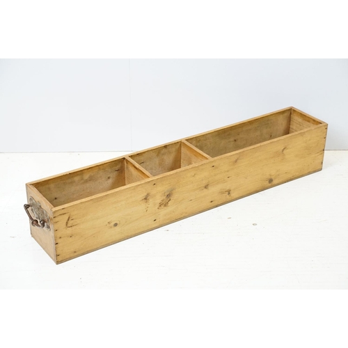 683 - Vintage pine cutlery and condiment box, 12.5cm high x 76cm wide x 13cm deep