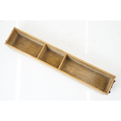 683 - Vintage pine cutlery and condiment box, 12.5cm high x 76cm wide x 13cm deep