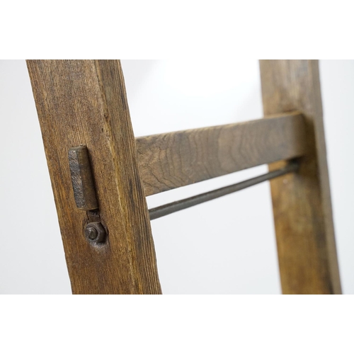 690A - Vintage sack trolley, pine with iron mounts, 105.5cm high