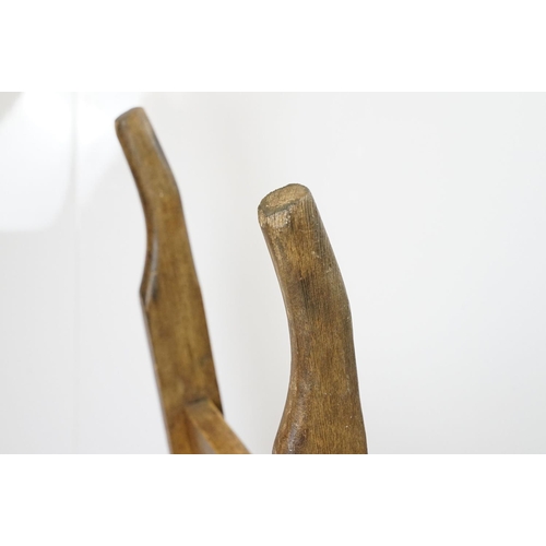 690A - Vintage sack trolley, pine with iron mounts, 105.5cm high