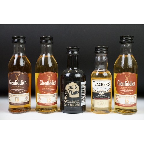 182A - Collection of assorted spirit miniatures to include Glenfiddich, Havana Club, Tobermory, Dufftown, R... 